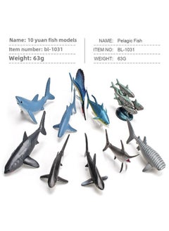 Simulation Whale Shark Tiger Shark Marine Biological Model Deep Sea Prehistoric Ancient Deng's Fish Trilobite Animal Model-Color:BL-1031 10 Ocean Fish 63g