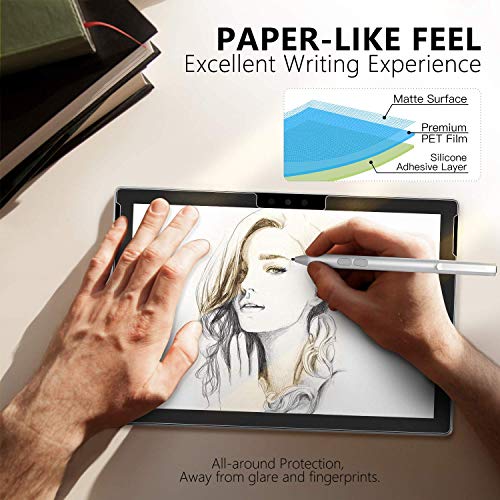 OJOS Paper-Like Screen Protector Fits Microsoft Surface Pro 7 Plus/Pro 7/Pro 6/Pro 5/Pro 4/Pro LTE Tablet, PET Film Anti-Scratch No Fingerprints Gossy Clear - Image 3