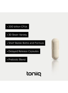 Toniiq 200 Billion Cfu Probiotic Supplement 30 Verified Third-Party Tested Strains Formula With Prebiotic Blend - Extended Release Capsules  - Image 4