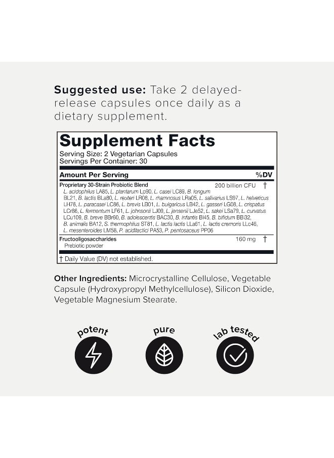 Toniiq - 200 Billion Cfu Probiotic Supplement 30 Verified Third-Party Tested Strains Formula With Prebiotic Blend - Extended Release Capsules - Image 1