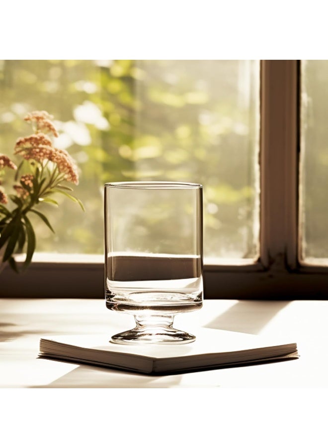CYS EXCEL Glass Hurricane Pillar Candle Holders H6 W375 2 PCS  Multiple Size Choices Short Stem Candle Jars  Stemmed Glass Cylinder Candle Vase - Image 3