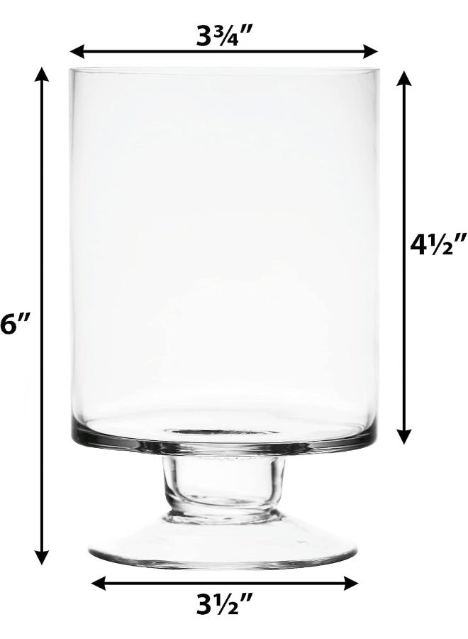CYS EXCEL Glass Hurricane Pillar Candle Holders H6 W375 2 PCS  Multiple Size Choices Short Stem Candle Jars  Stemmed Glass Cylinder Candle Vase - Image 5