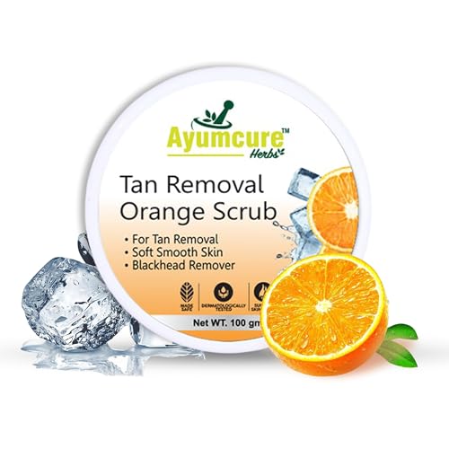 Ayumcure Orange Tan Removal Face Scrub for Men & Women | 100G | Vitamin C & Walnut Exfoliator | Brightens Skin, Removes Dead Cells & Blackheads | Smooth and Clear Complexation, Give Instant Glow - Image 1
