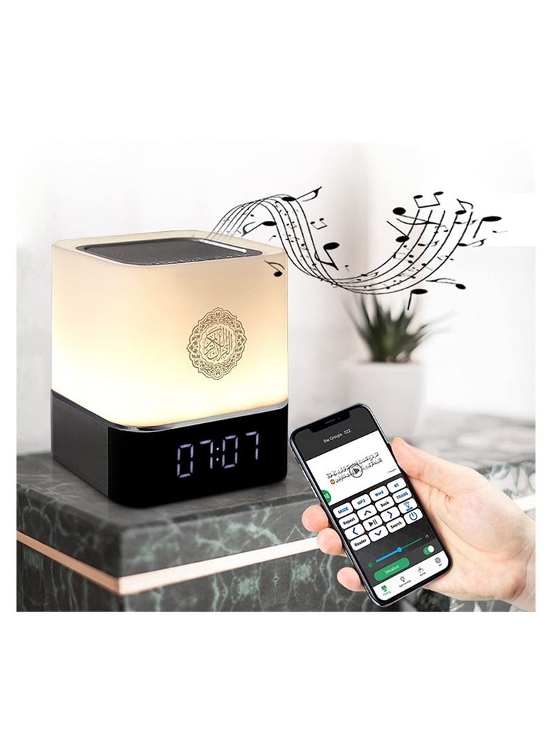 إيكوانتو QB-303 Touch Lamp Azan Clock Qur'an Cube Speaker, Touch/Remote/Bluetooth /Phone Application Control - Image 2