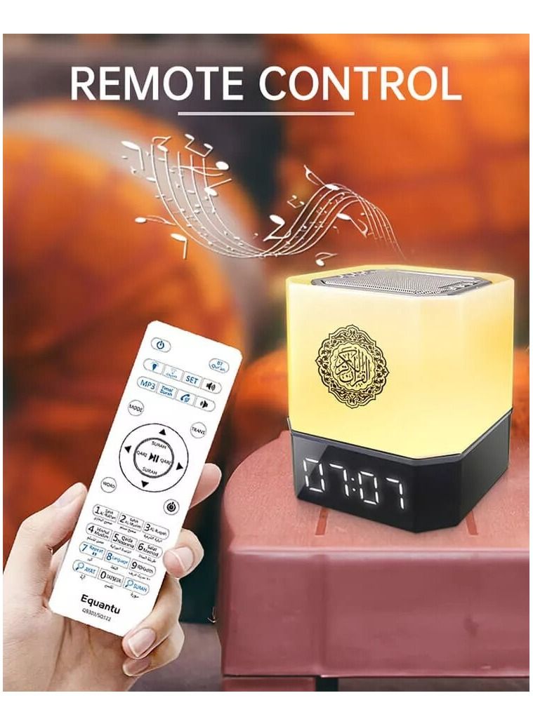 إيكوانتو QB-303 Touch Lamp Azan Clock Qur'an Cube Speaker, Touch/Remote/Bluetooth /Phone Application Control - Image 4