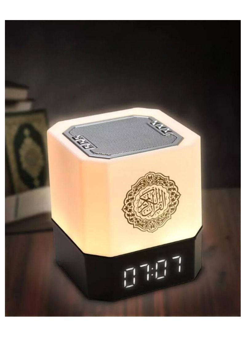 إيكوانتو QB-303 Touch Lamp Azan Clock Qur'an Cube Speaker, Touch/Remote/Bluetooth /Phone Application Control - Image 1