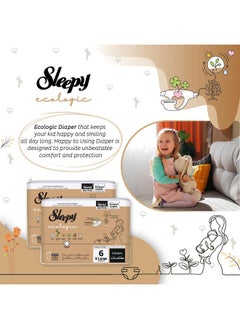 Sleepy Pack Of 96 Organic Baby Dry Diaper, Ecologic Size 6, Hypoallergenic, Plant-Based, Biodegradable, Sustainable, Premium Taped Diapers With High Absorption, 15-27 Kg, 100% Leakproof, 3 X 32 Pieces  - Image 2