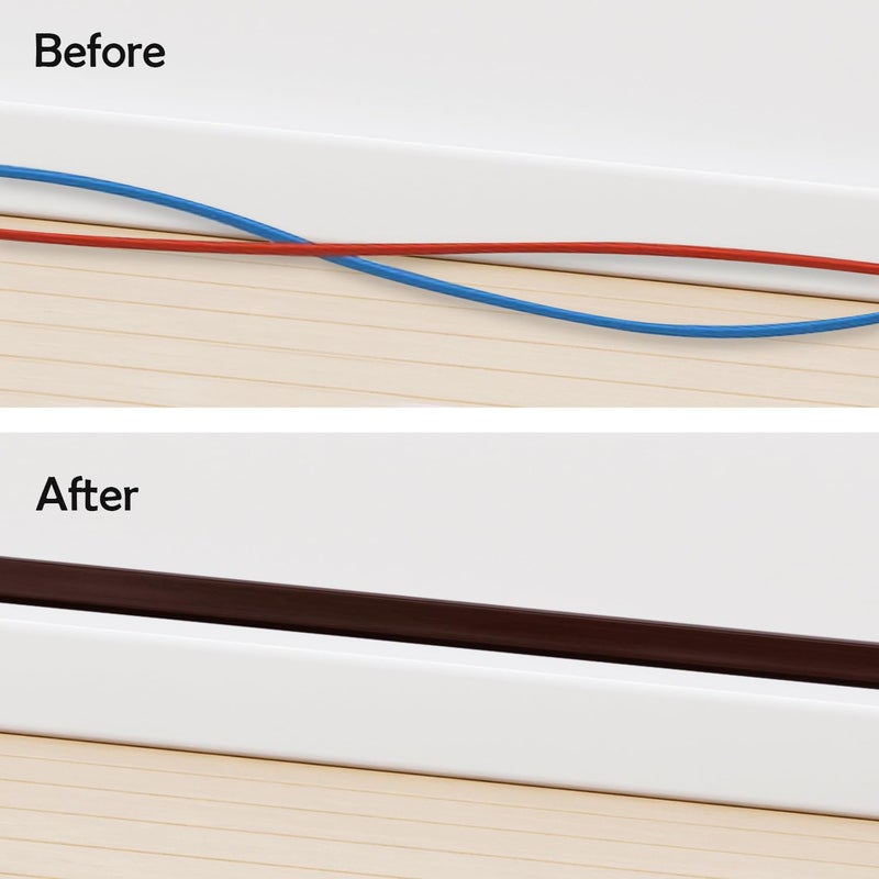 RUBBER BOND TV Cord Hider â€“ Flexible Wall Cord Cover Low Profile Silicone Cable Raceway Self Adhesive Cut to Size Design for Hiding Wires on Wall Clean Home Setup Cable Concealment, Dark Brown, 6 Feet - Image 4