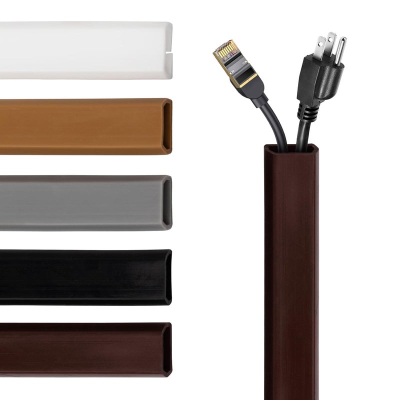 RUBBER BOND TV Cord Hider â€“ Flexible Wall Cord Cover Low Profile Silicone Cable Raceway Self Adhesive Cut to Size Design for Hiding Wires on Wall Clean Home Setup Cable Concealment, Dark Brown, 6 Feet - Image 1