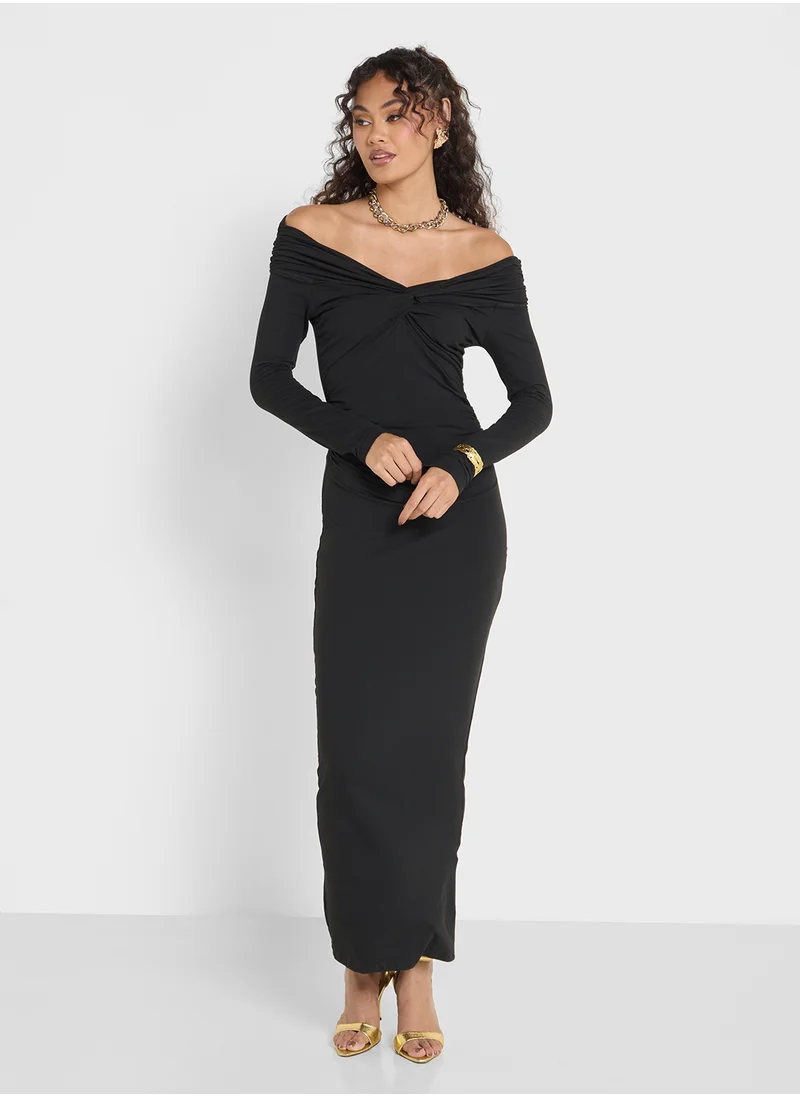 جينجر Off Shoulder Bodycon Dress