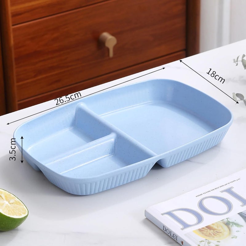 Oicia Portion Control Divided Bariatric Plates for Adults Kids Wheat Straw Plates Microwave Dishwasher Safe Lightweight Unbreakable Reusable BPA Free Dinner Plate Nordic Blue Pack of 2 - Image 2
