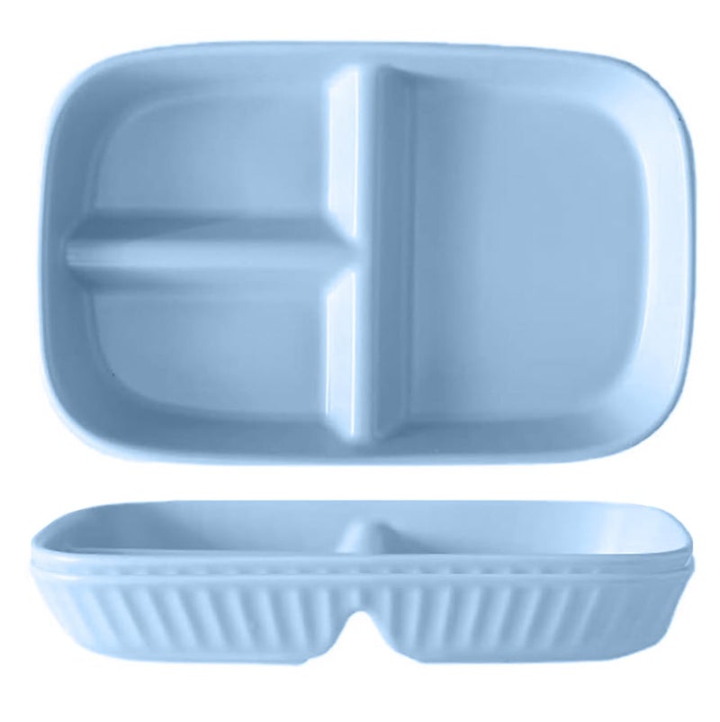 Oicia Portion Control Divided Bariatric Plates for Adults Kids Wheat Straw Plates Microwave Dishwasher Safe Lightweight Unbreakable Reusable BPA Free Dinner Plate Nordic Blue Pack of 2 - Image 1