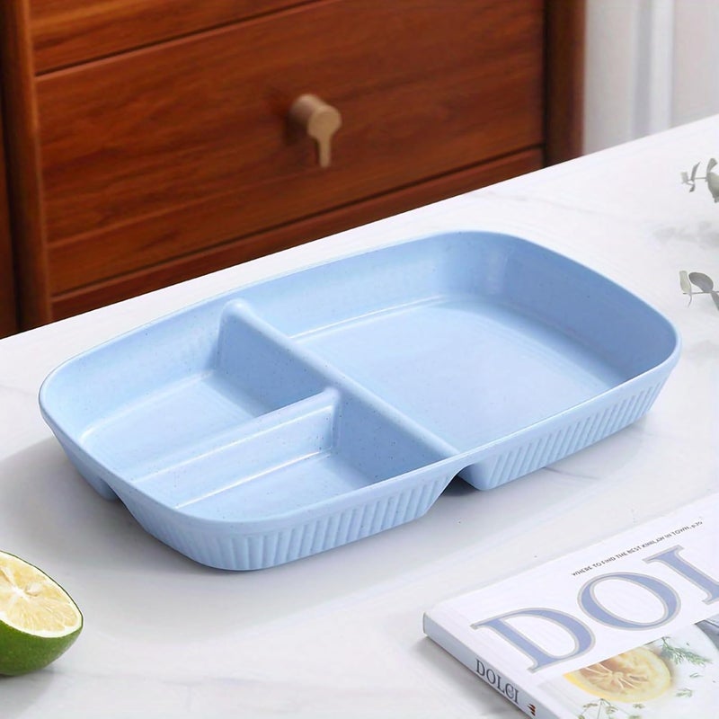 Oicia Portion Control Divided Bariatric Plates for Adults Kids Wheat Straw Plates Microwave Dishwasher Safe Lightweight Unbreakable Reusable BPA Free Dinner Plate Nordic Blue Pack of 2 - Image 3