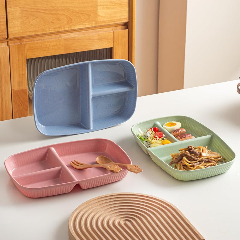 Oicia Portion Control Divided Bariatric Plates for Adults Kids Wheat Straw Plates Microwave Dishwasher Safe Lightweight Unbreakable Reusable BPA Free Dinner Plate Nordic Blue Pack of 2 - Image 5