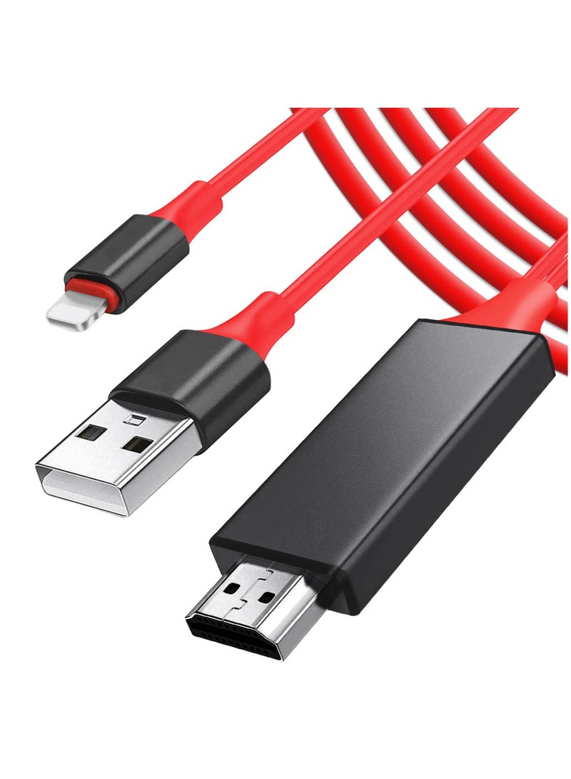 For Lightning to HDMI Cable for iPhone iPad iPod to TV Projector Monitor, [Apple MFi Certified] 1080P Digital AV Adapter Cord, 2m HDMI Adapter HDTV Cable with USB Charging Port, Sync Screen Converter - Image 1