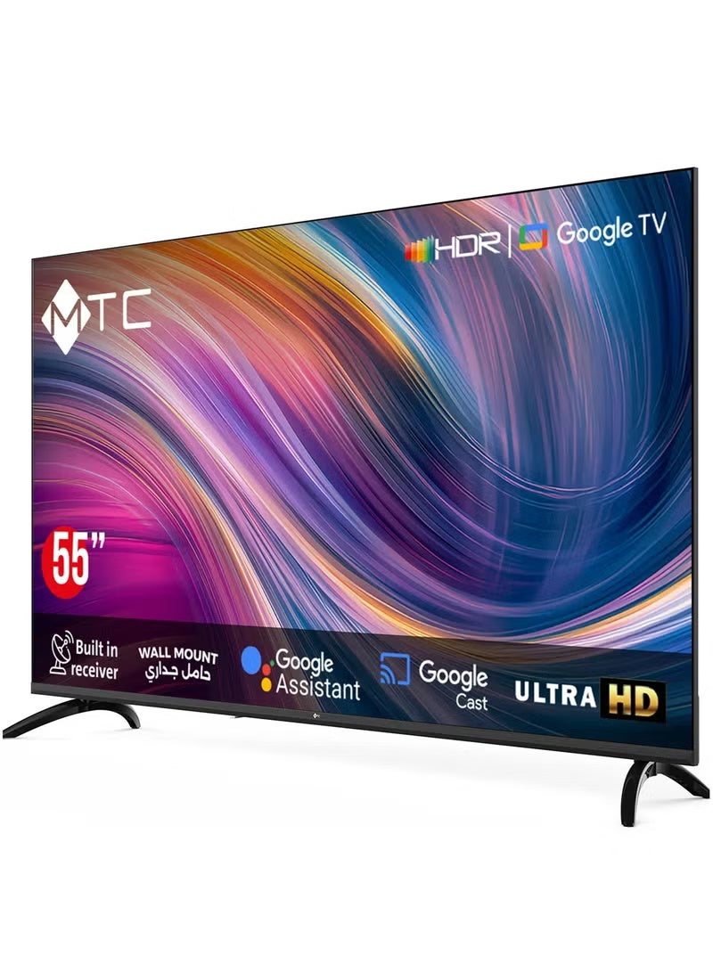 إم تي سي شاشة ذكية - جوجل تي في عالي الوضوح UHD - مقاس 55 بوصة - مع ريسيفر مدمج، ومساعد جوجل - مع حامل جداري - MT55UH450GO - Image 5