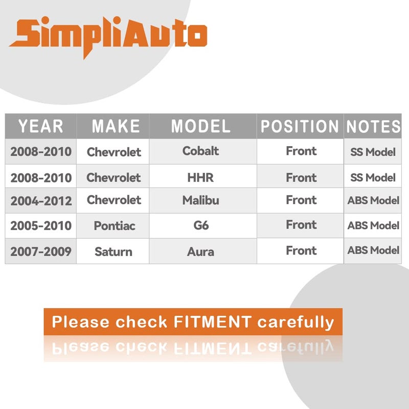 SimpliAuto Front Wheel Hub Bearing Replacement for Chevy Cobalt SS, HHR SS, Malibu, Pontiac G6, Saturn Aura - Image 2