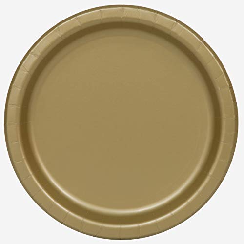 Unique Party Gold Round Paper Dessert Plates - 7"" (8 Ct) - Eco-Friendly & Disposable Tableware - Perfect for Celebrations  Weddings & Gatherings - Image 2