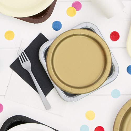 Unique Party Gold Round Paper Dessert Plates - 7"" (8 Ct) - Eco-Friendly & Disposable Tableware - Perfect for Celebrations  Weddings & Gatherings - Image 3