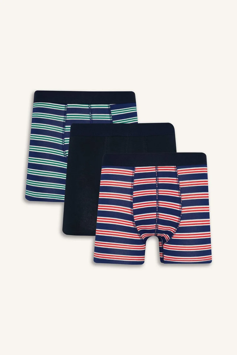 Defacto Regular Fit Striped 3 Piece Boxers