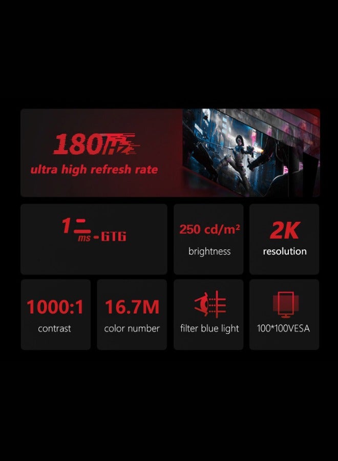 DEADSKULL 27 Inch GMX27P Gaming Monitor 2K QHD 2560x1440, LED Panel Type, 180Hz Refresh Rate, 1ms Response Time,  Adaptive Sync and G-Sync Compatible, Adjustable Stand | White - Image 3