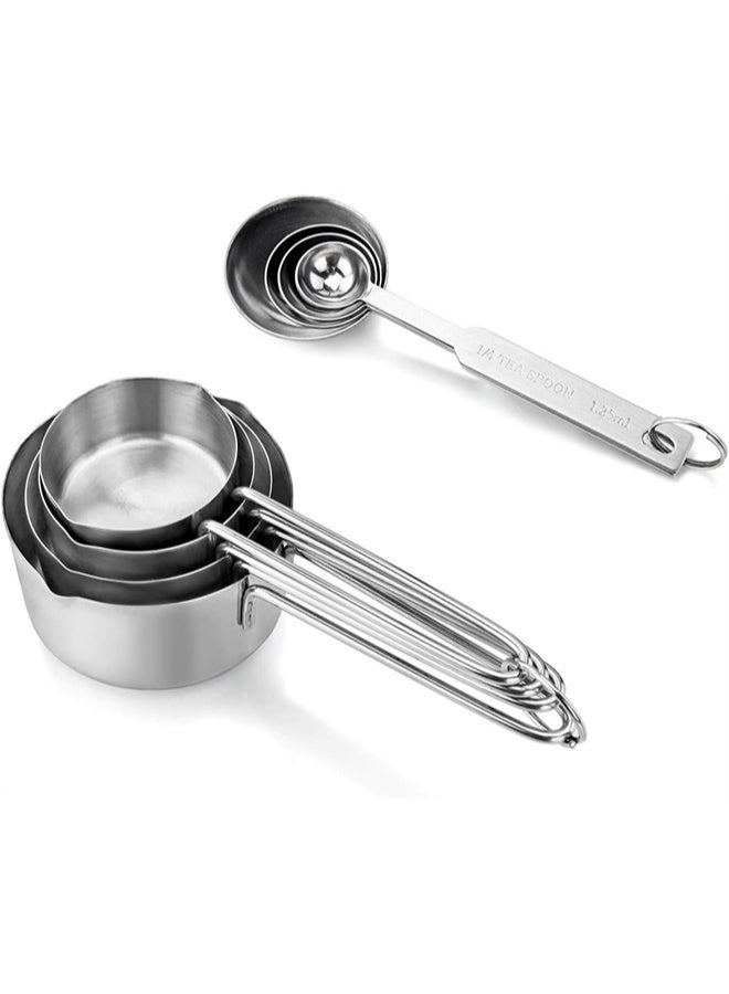 HOMESTAR Stainless Steel Measuring Cups and Spoon Combo, for Dry or Liquid, Kitchen Gadgets for Cooking, Baking Cakes, Measuring Cup Set Combo with Handles - Image 2