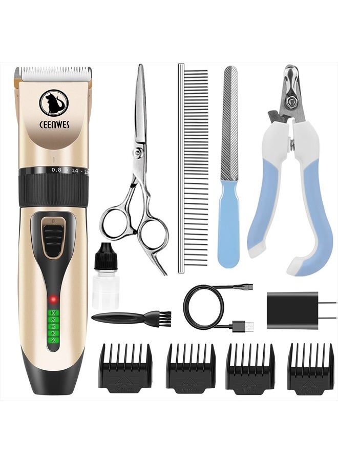 Ceenwes - Dog Clippers Cordless Pet Grooming Kit, Professional Horse Clippers with Detachable Blade, Low Noise, USB Rechargeable, 5 Size Fine Tuning Knob, All in One Box - Image 1