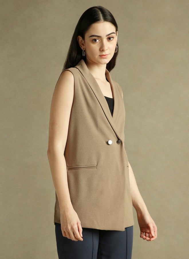 Dennis Lingo Regular Fit Lapel Collar Sleeveless Blazer - Image 2