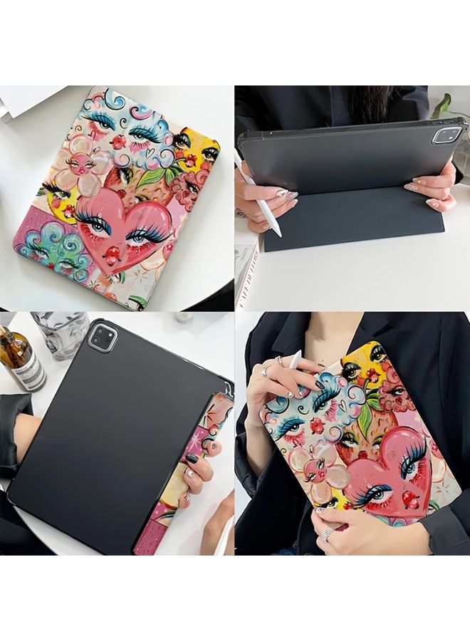 حافظة جهاز لوحي بنمط ورق الصنفرة ثلاثية الطيات متوافقة مع iPad 10.2 بوصة الجيل الثامن 2020، حافظة مغناطيسية من الجلد الصناعي مع حامل، غطاء إيقاظ ونوم تلقائي - Image 3