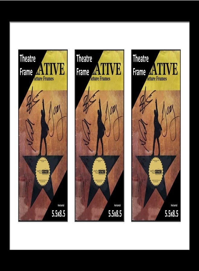 Creative Picture Frames 11"x 22" Black Triple Theatre Bill Frame and White Matting with Installed Hanger and Stand (Theatre Bill Not Included) - Image 1