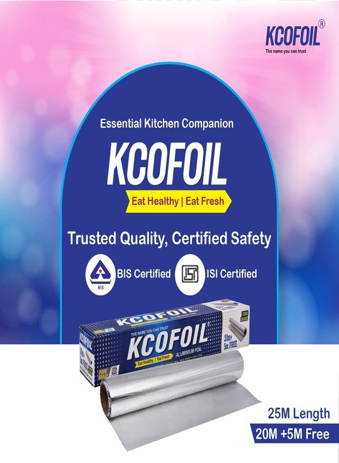 KCOFOIL ورق لف ألومنيوم فضي من Kcofoil بطول 25 متر، سمك 11 ميكرون، غلاف طعام، مقاوم للبكتيريا، للاستخدام مرة واحدة، مناسب لتغليف الطعام، الشيشة، ورق ألومنيوم للأطعمة الطازجة (عبوة من 4 قطع) - Image 4