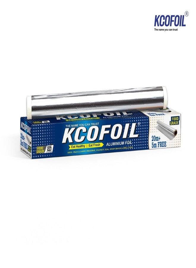 KCOFOIL ورق لف ألومنيوم فضي من Kcofoil بطول 25 متر، سمك 11 ميكرون، غلاف طعام، مقاوم للبكتيريا، للاستخدام مرة واحدة، مناسب لتغليف الطعام، الشيشة، ورق ألومنيوم للأطعمة الطازجة (عبوة من 4 قطع) - Image 3