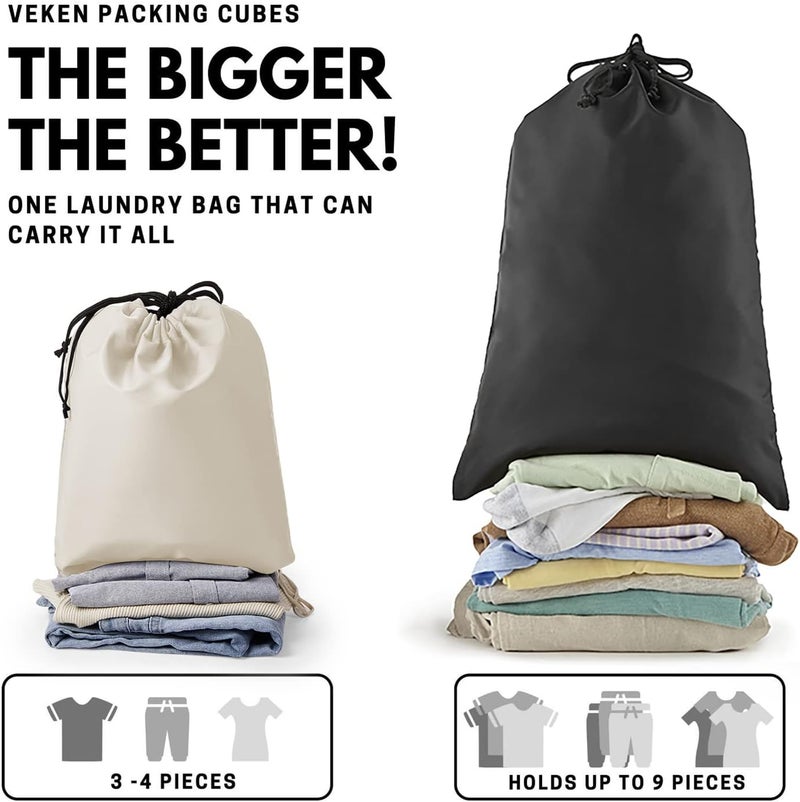 Veken 8 Set Packing Cubes for Suitcases Travel Essentials for Carry on Luggage Organizer Bags Set for Travel Accessories in 4 Sizes Extra Large Large Medium Small Black Pack of 2 - Image 3