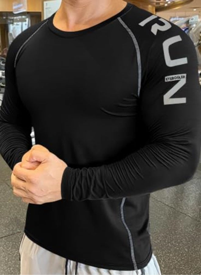 eyebogler Men Round Neck Solid Full Sleeve Regualr Fit T-Shirt - Image 3