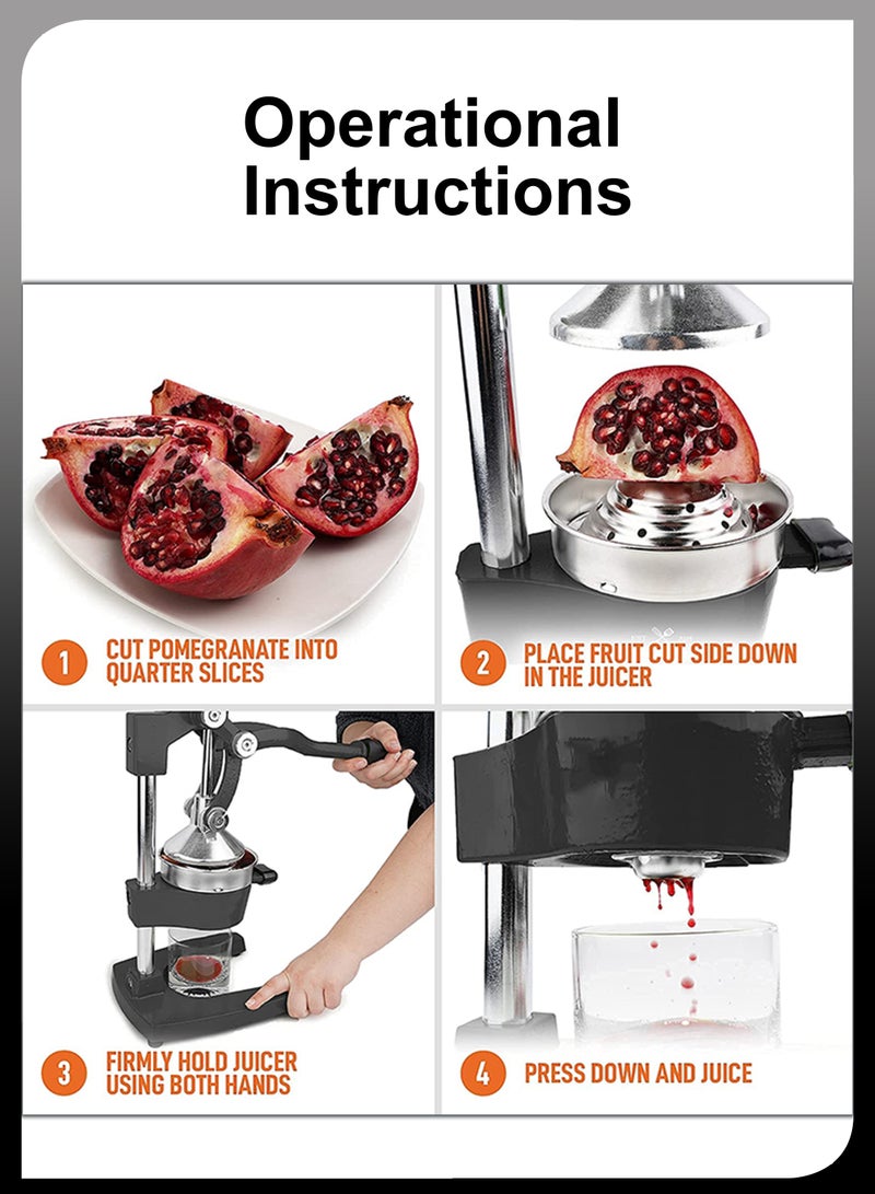 DBLEW Professional Manual Metal Hand Citrus Juicer Lemon Squeezer Lime Orange Pomegranate Grapefruit Fresh Healthy Juice Presser Extractor without Seeds Juicing Machine For Commercial And Household - Image 4
