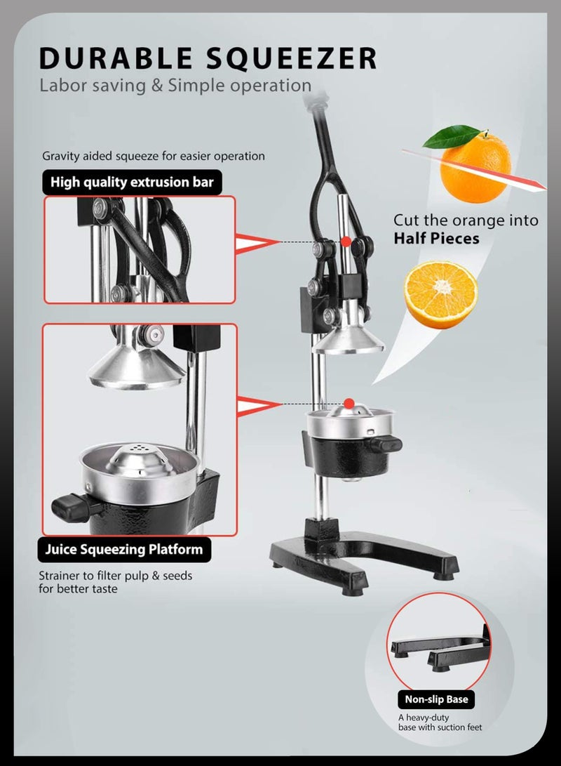 DBLEW Professional Manual Metal Hand Citrus Juicer Lemon Squeezer Lime Orange Pomegranate Grapefruit Fresh Healthy Juice Presser Extractor without Seeds Juicing Machine For Commercial And Household - Image 2