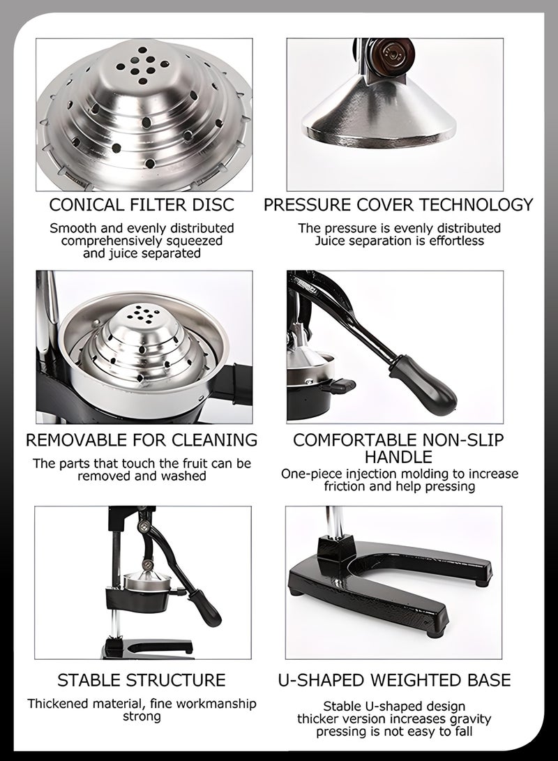 DBLEW Professional Manual Metal Hand Citrus Juicer Lemon Squeezer Lime Orange Pomegranate Grapefruit Fresh Healthy Juice Presser Extractor without Seeds Juicing Machine For Commercial And Household - Image 5