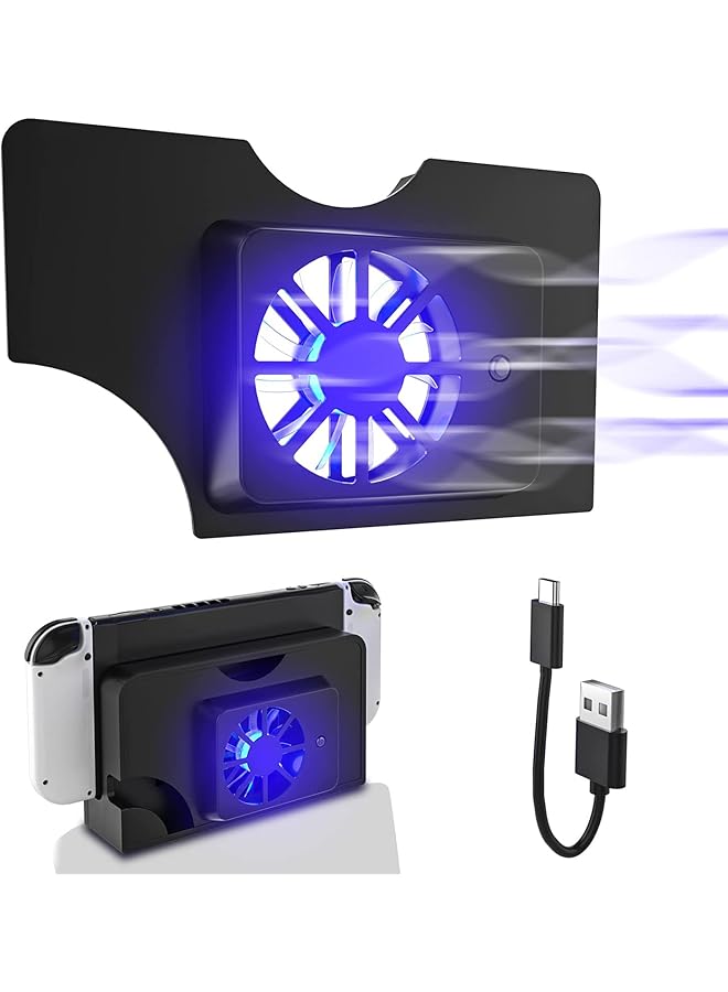 KASTWAVE Switch Oled Dock Fan Cooling Fan With Blue Light For Nintendo Switch Oled Switch Oled Accessories (Black) - Image 1