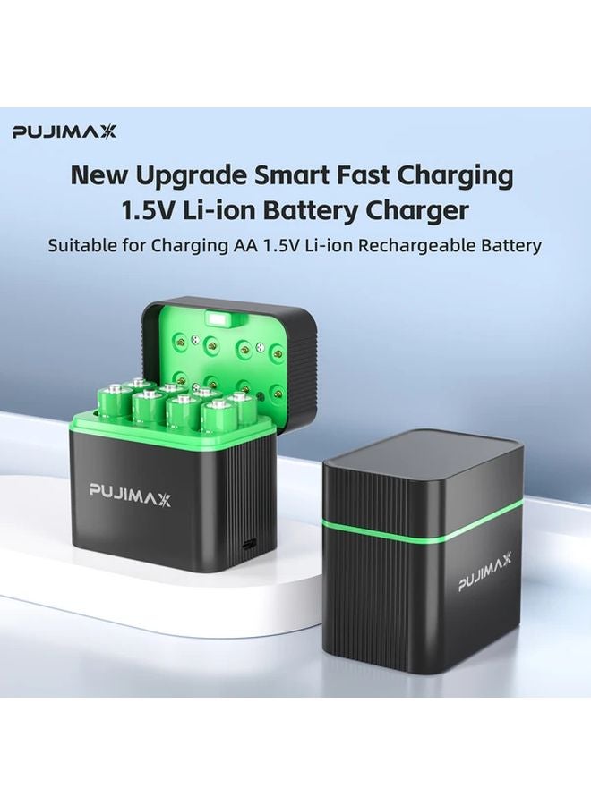 PUJIMAX 8 AA 1 5V 4255 ملي واط في الساعة شاحن بطارية ليثيوم مع 8 فتحات شحن سريع ضوء LED - Image 2