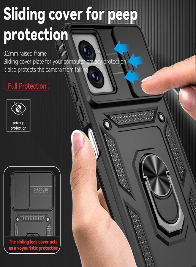 PUSHIMEI for Motorola Moto G Power 5G 2024 Case with Slide Camera Cover HD Screen Protector [Military Grade Drop Tested] Magnetic Ring Holder Kickstand Protective Phone Case for Moto G Power 5G 2024, Black - Image 4