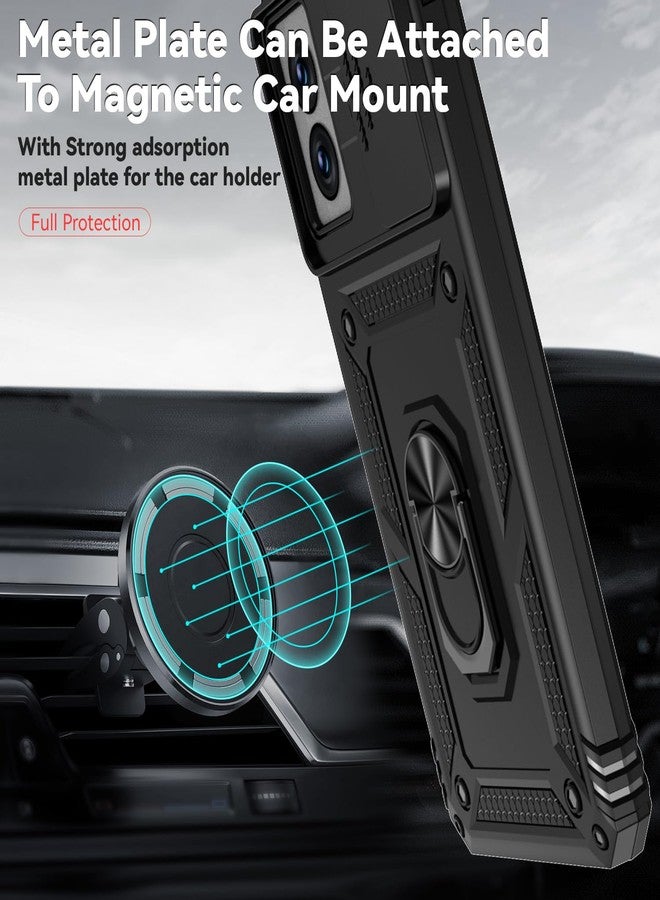 PUSHIMEI for Motorola Moto G Power 5G 2024 Case with Slide Camera Cover HD Screen Protector [Military Grade Drop Tested] Magnetic Ring Holder Kickstand Protective Phone Case for Moto G Power 5G 2024, Black - Image 3