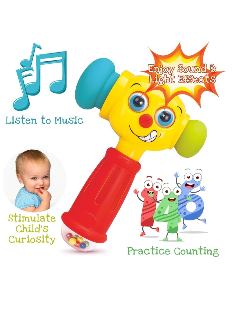 Toy Hammer w/Lights, Learning Mode and Music Mode – Baby Hammer Toy Plays 6 Short Kids' Songs, Counts 1-10 w/Baby, Changes Funny Expressions and Lights Up – for Kids 12 Months and Older  - Image 2