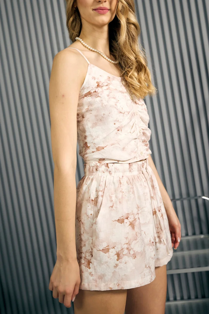 Virgio  Floral Viscose Off White Front Gathered Top for Women for Women | Best Price UAE