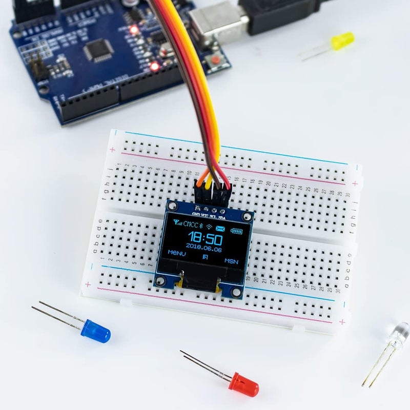 Hosyond 5 Pcs 0.96 Inch OLED I2C IIC Display Module 12864 128x64 Pixel SSD1306 Mini Self-Luminous OLED Screen Board Compatible with Arduino Raspberry Pi (Blue) - Image 4