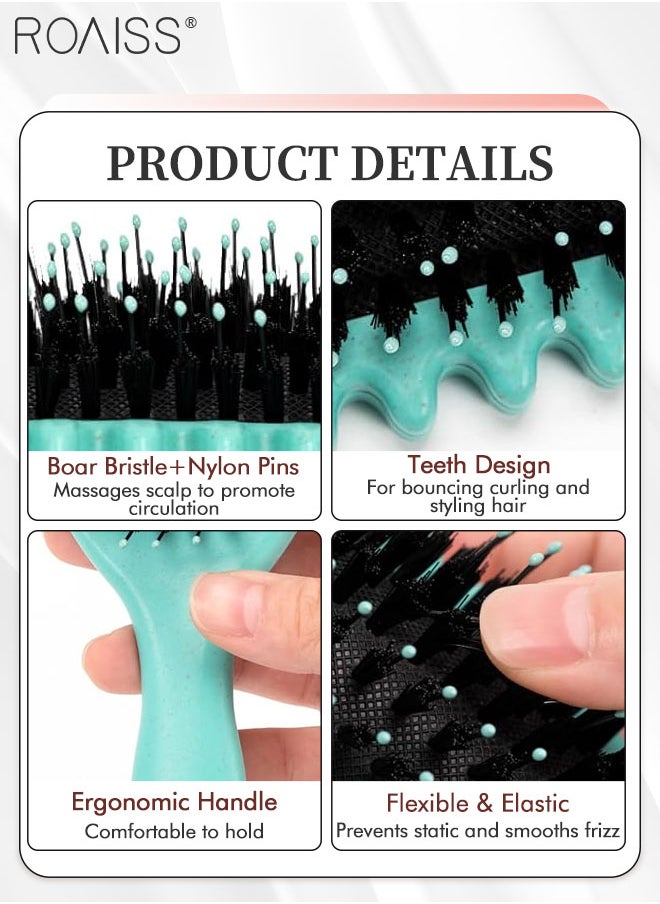 roaiss - 2 Pcs Curl Defining Brush Set, Curl Defining Detangling Straightening Styling Brushes, Wet and Dry Comb Cleaner for Women Men Less Pulling and Curl Separation - Image 1