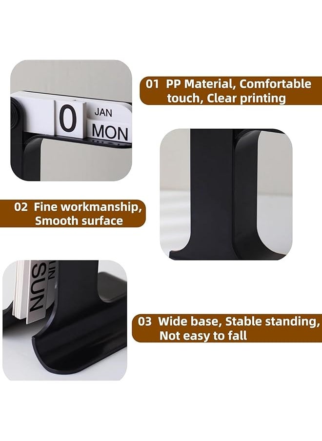 Flip Perpetual Calendar Reusable Desktop Flip Calendar Office Desk Calendar With Month Date And Day Boards Large Display Flip Calendar Desk Accessories For Home Office Decor Black