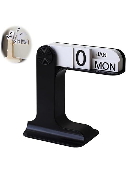 Flip Perpetual Calendar Reusable Desktop Flip Calendar Office Desk Calendar With Month Date And Day Boards Large Display Flip Calendar Desk Accessories For Home Office Decor Black