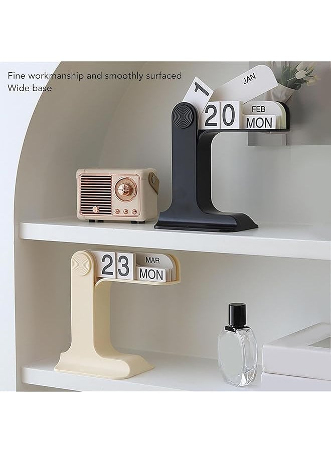 Flip Perpetual Calendar Reusable Desktop Flip Calendar Office Desk Calendar With Month Date And Day Boards Large Display Flip Calendar Desk Accessories For Home Office Decor Black