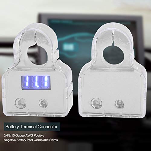 KIMISS Car Battery Terminal Connectors Kit, Car Battery Terminal Connectors Kit with Digital Voltmeter Display Stardand 0/4/8/10 AWG Gauge (B) - Image 3