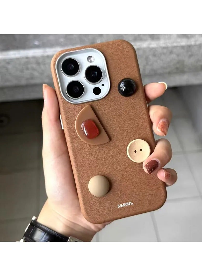 Genric Protective Case Stylish Creative Back Cover For iPhone16 Pro Max Brown - Image 1